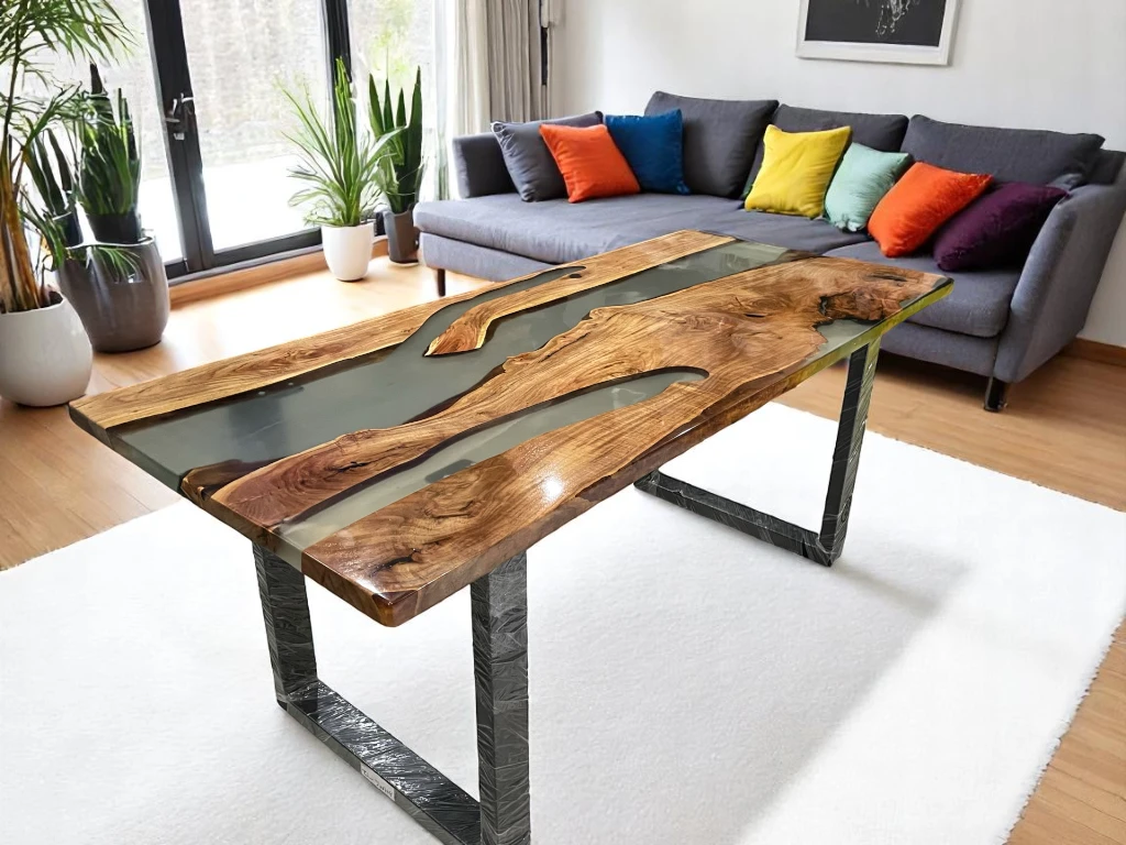 Transparent Clear Epoxy Resin Table Top - Modern Elegant Look